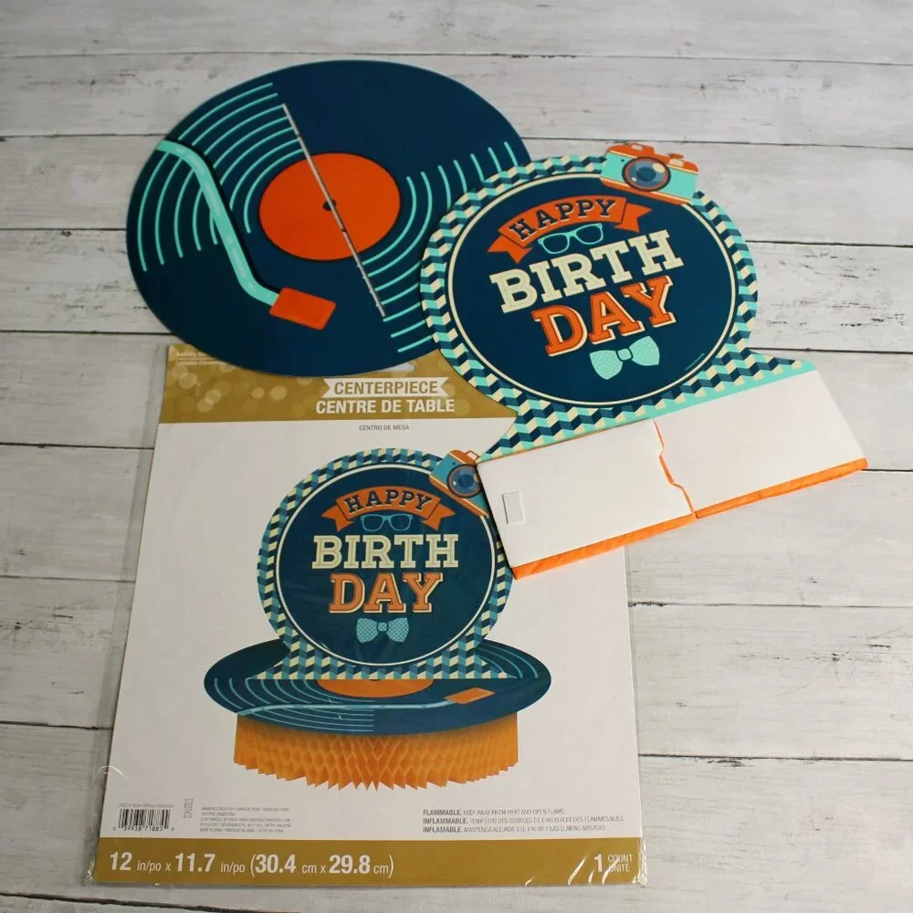 Men's Hipster Birthday Paper Plates Cups Party Supplies Vintage Retro